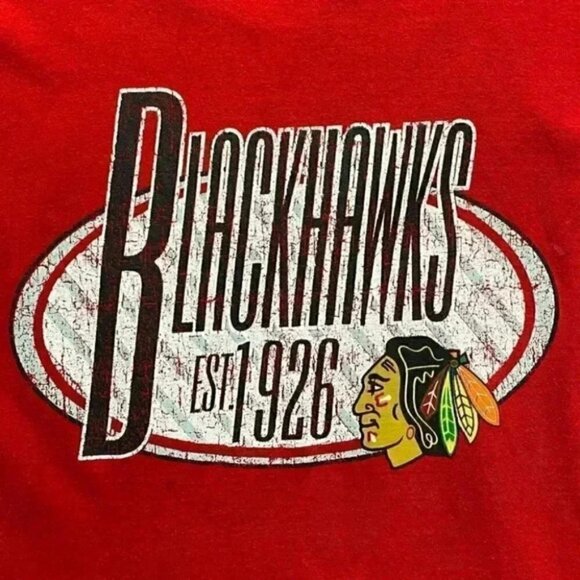 NHL Blueline Chicago Blackhawks T-Shirt Hockey Red Black Size 2XL - Picture 8 of 15